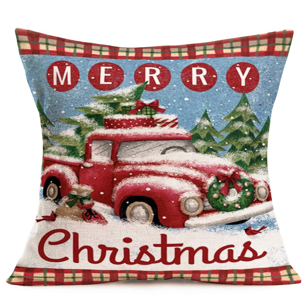 Amazon.co.jp: Hopyeer クリスマスデコレーション 枕カバー レッド